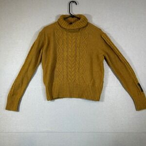 Helly Hansen Sweater Women's Medium Yellow Cable Knit Turtleneck